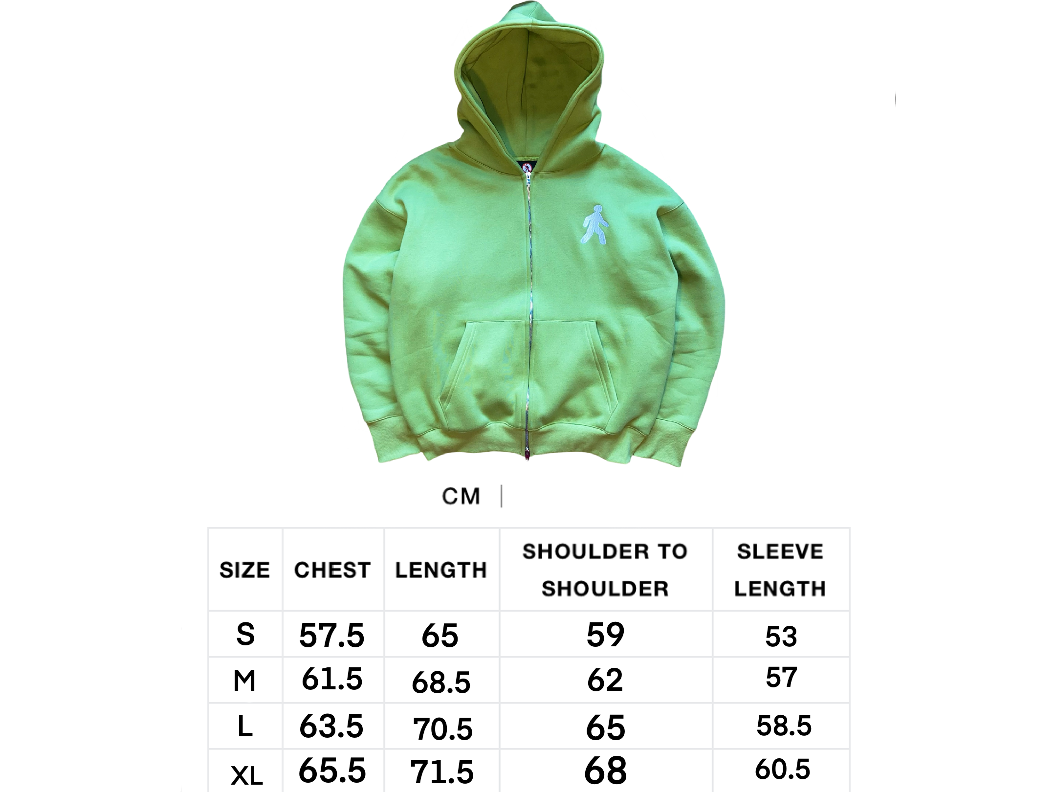 APPLE GREEN ZIP-UP HOODIE